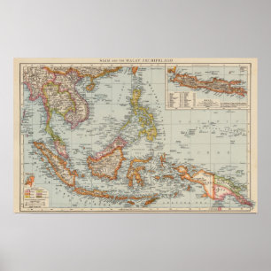 Poster Sião, arquipélago de Malay