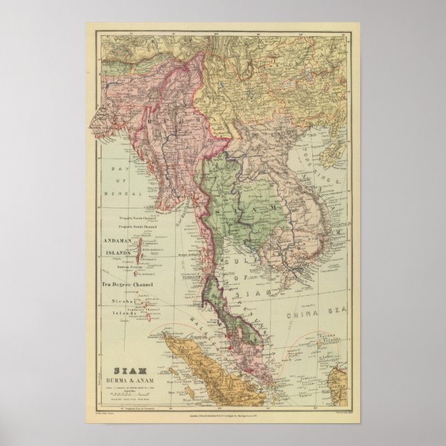 Pôster Sião, Birmânia e Anam (Frente)