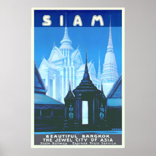 Poster Sião Tailândia Banguecoque Templos Ásia Mundo Viag