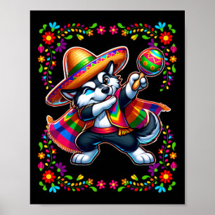 Poster Siberian Husky Cinco De Mayo Pet Lover Engraçado C