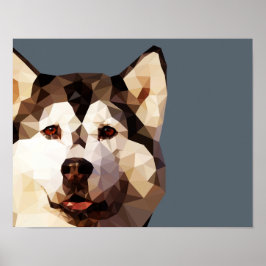Pôster Siberian Husky Low Poly Art
