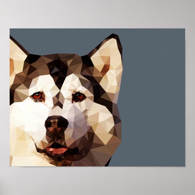Pôster Siberian Husky Low Poly Art (Frente)
