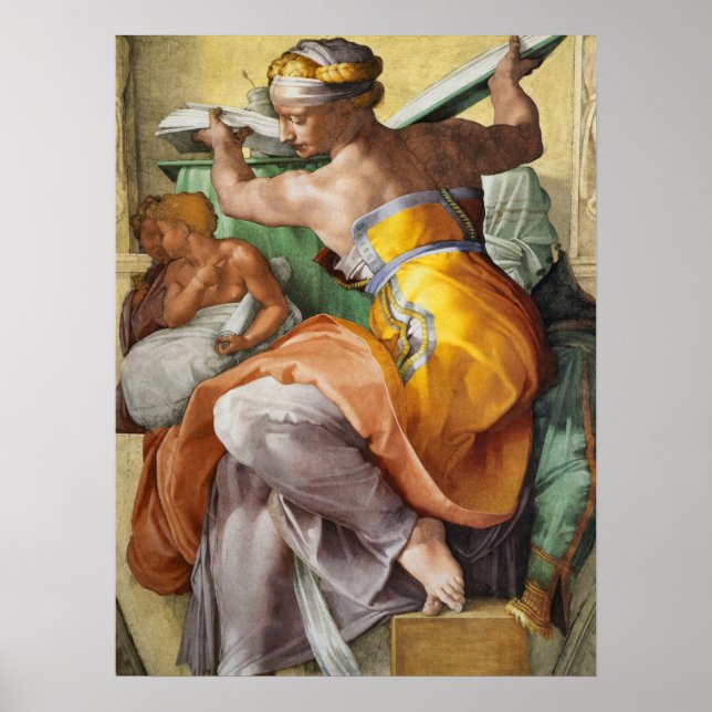 Poster Sibila Líbia, Capela Sistina de Michelangelo (Frente)