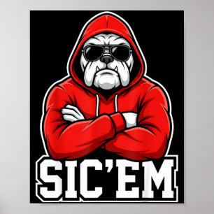 Poster Sic'em Bulldogs Gráfico Homens Mulheres Criança Me