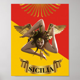 Poster Sicília / Medusa Siciliana Trinacria  Cartaz