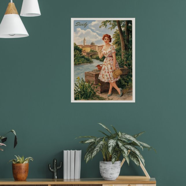 Poster Sicília vintage senhora italiana no 50 (Sala de Estar 1)