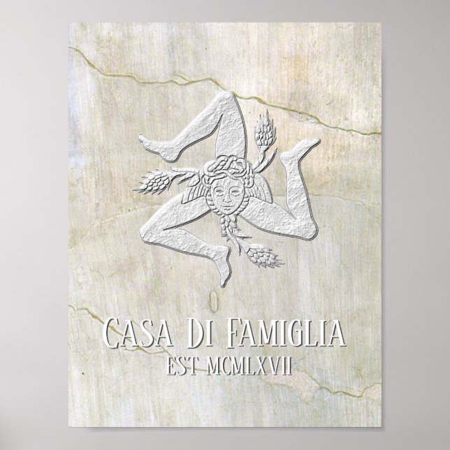 Pôster Sicilian Trinacria Seu Texto (Frente)