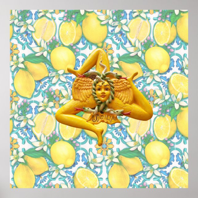 Poster Siciliana Trinacria - Orgulho italiano Bright Lemo (Frente)