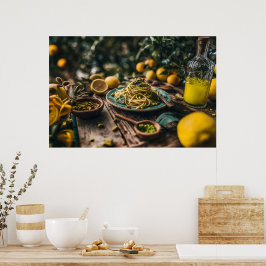 Poster Siciliano Pistachio Pesto Spaghetti em Orchard