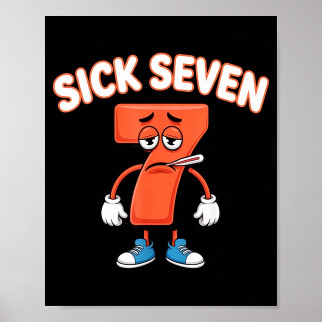 Poster Sick Seven Meme Tee Six Seven Fun Wordplay  (Frente)