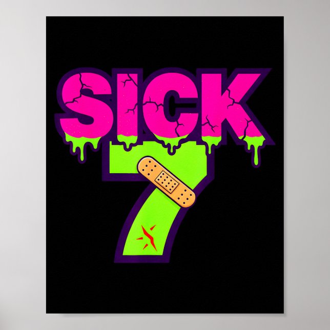 Poster Sick Seven Meme Tee Six Seven Fun Wordplay Drip  (Frente)