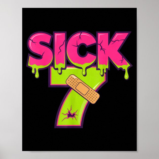 Poster Sick Seven Meme Tee Six Seven Fun Wordplay Drip  (Frente)