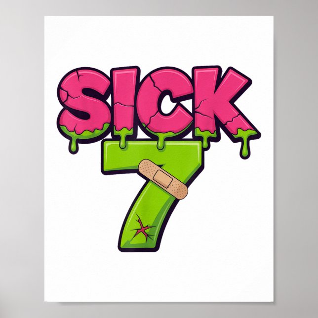 Poster Sick Seven Meme Tee Six Seven Fun Wordplay Drip _2 (Frente)
