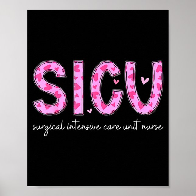Poster Sicu Nurse Heart Valentines Day Surgical Intensive (Frente)