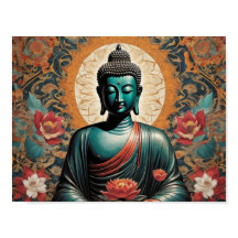 Siddarta Gautama Buddha em meditação com flores