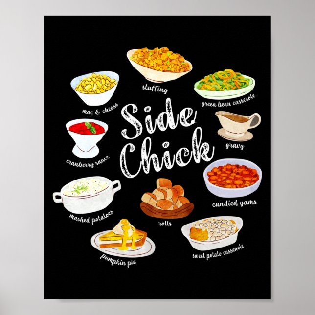 Poster Side Chick,funny Thanksgiving Dishes Gift Tee Men  (Frente)