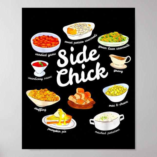 Poster Side Chick Funny Thanksgiving Foodie Friendsgiving (Frente)