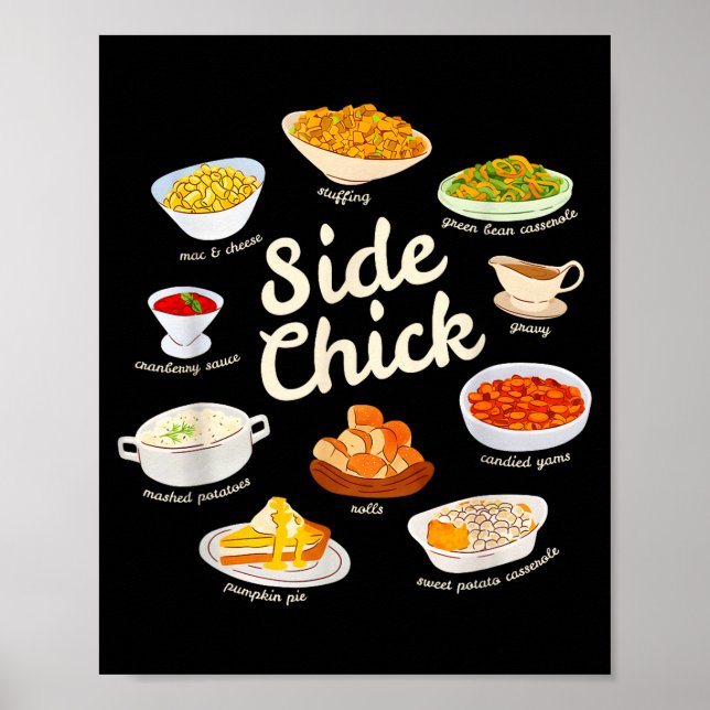 Poster Side Chick Funny Thanksgiving Sides Retro Food Tha (Frente)