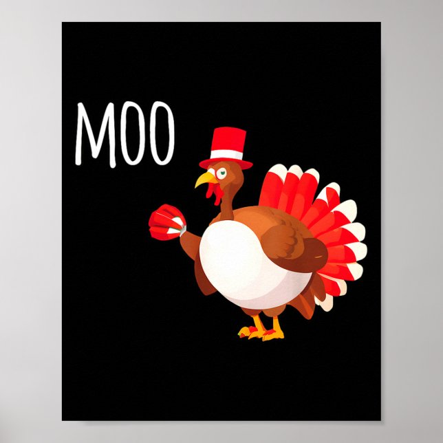 Poster Side Eye Moo Turkey Funny Thanksgiving Autumn Fall (Frente)