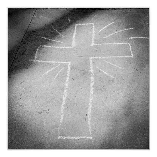 Pôster Sidewalk Art Chalk Cross (Frente)