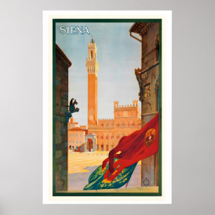 Poster Siena Toscana Itália Cartaz de Viagem Vintage - En