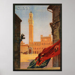 Poster SIENA Toscana ITÁLIA Vintage ENIT Feriados de Tur