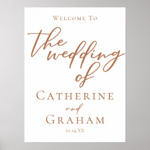 Poster Sienna Brown Script Custom Welcome to Our Weding (