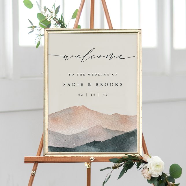Poster Sierra Dusk | Mountain Wedding Welcome Sign (Criador carregado)