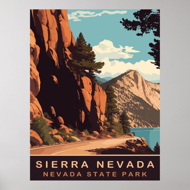 Poster Sierra Nevada, Montanhas, Viagem  (Frente)