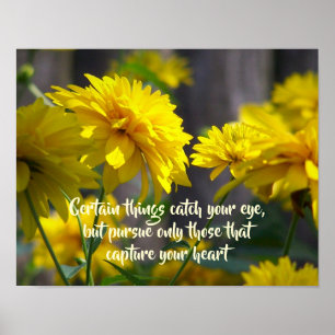 Poster Siga a sua citação inspiracional de flores do cora