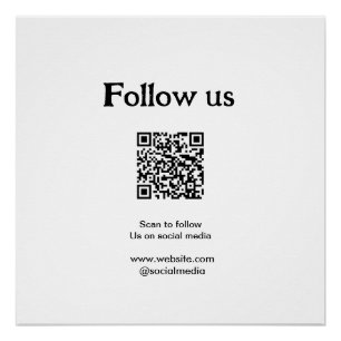 Pôster Siga-nos nas redes sociais, digitalize o código QR
