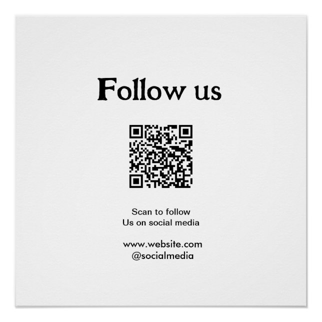 Pôster Siga-nos nas redes sociais, digitalize o código QR (Frente)