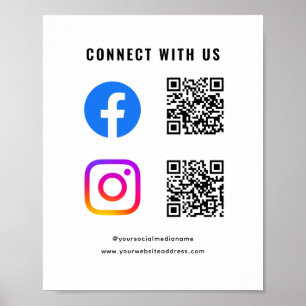 Poster Siga o código QR Conecte-se Conosco Mídia Social