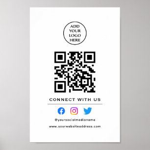 Poster Siga o Código QR para se conectar conosco Seu Logo