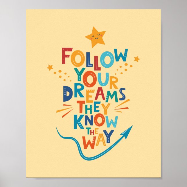 Poster Siga Seus Sonhos Que Sabem Como Inspiração (Frente)