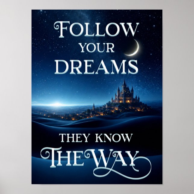 Poster Siga Seus Sonhos Sob um Céu Estrelado (Frente)