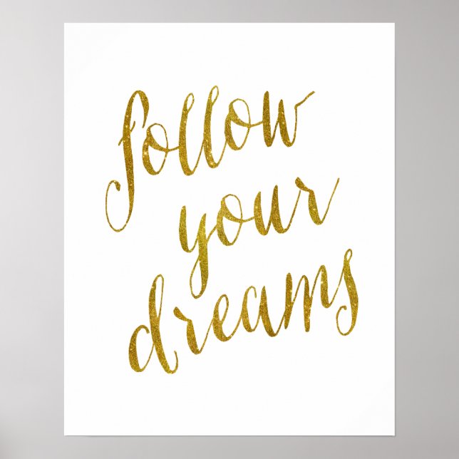 Pôster Siga sua citação de Faux Gold Foil Metálico (Frente)