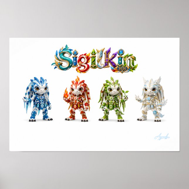Poster Sigilkin — Quatro Heróis Elementais (Frente)
