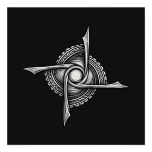 Pôster Sigilo de Lâmina Espiral – Símbolo Rotacional Abst