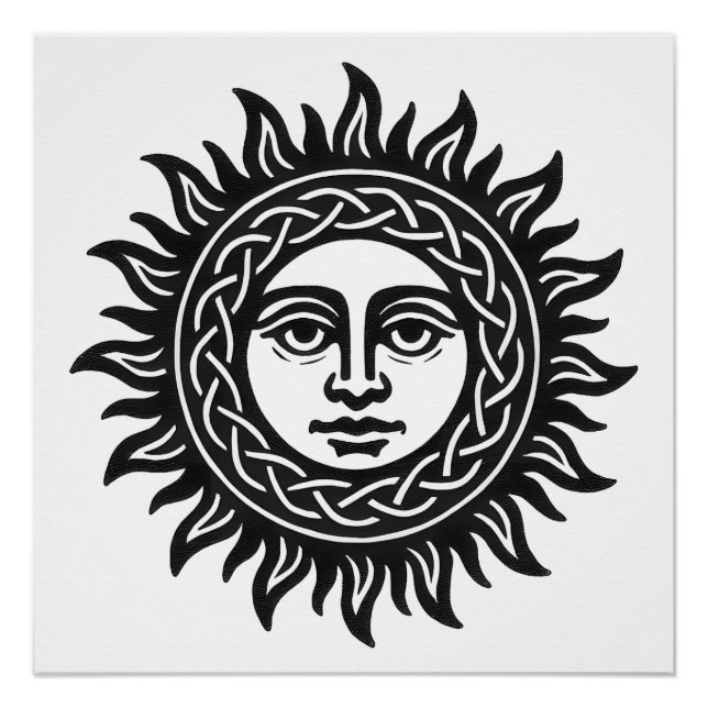 Pôster Sigilo do Rosto Solar - Emblema do Sol Negro (Frente)