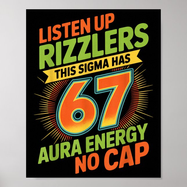 Poster Sigma Has 67 Aura Number 67th Aura Farming Ice Cre (Frente)