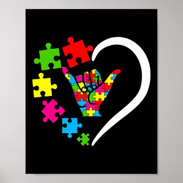 Poster Sign Language Asl Love Autism Awareness Day Appare (Frente)