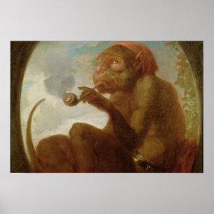 Pôster Sign with a monkey smoking a pipe