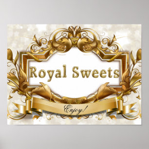 Poster Signage Doce-Branco e Dourado real do partido