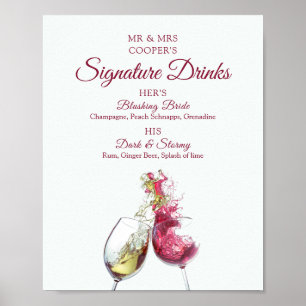 Poster Signature Bebe Casamento de Dança de Vinho Vermel