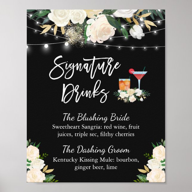 Poster Signature Bebe Cocktail Ivory Floral Casamento (Frente)