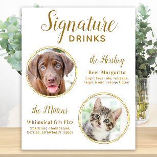 Poster Signature Bebe Elegante Dourado Pet Wedding 2 Foto