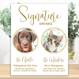 Poster Signature Bebe Pet Weding Dourado Bar de Álcool