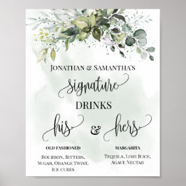 Poster Signature Bebe Recepção de casamento Sinal Eucalyp