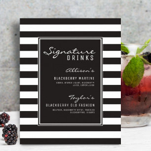 Poster Signature Black & White Stripe Bebe Bar de Casamen
